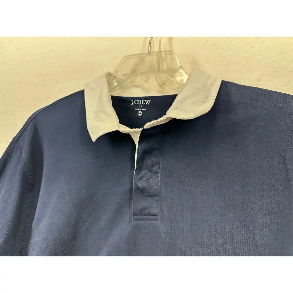 J.Crew Men's SZ XL Navy Green Long Sleeve Rugby Shirt Preppy Academia University
